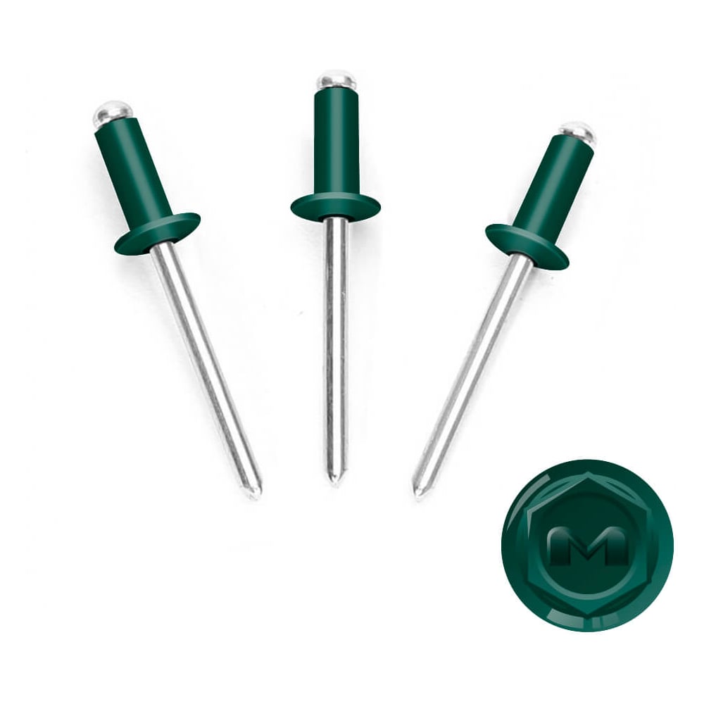Изображение товара Заклепки вытяжные комбинированные BlackWeld 4x10 RAL 6005 зеленые