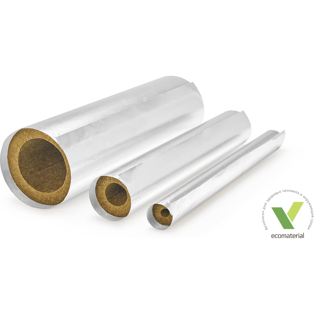 Изображение товара Теплоизоляционные цилиндры XOTPIPE SP-100 Outside 168x50x1000 каменная вата алюминиевая фольга