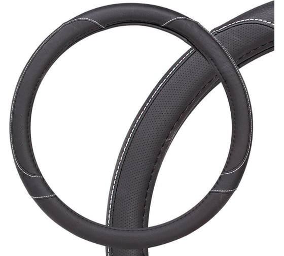 Изображение товара Оплетка на руль Airline искусственная кожа с перфорацией, черная, 40 см/L AWC-SL-01L