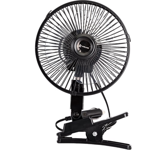 Изображение товара Вентилятор в салон Airline 15 см с автоповоротом, на прищепке, металл 12В ACF-15-03