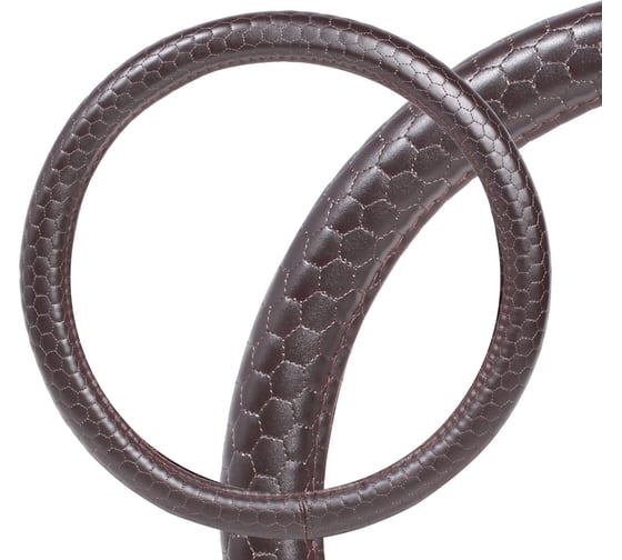 Изображение товара Оплетка на руль Airline искусственная кожа с тиснением, коричневая, 38 см/M AWC-SL-04M