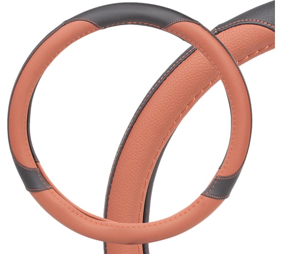 Изображение товара Оплетка на руль Airline искусственная кожа, коричневая/черная, 38 см/M AWC-CM-05M