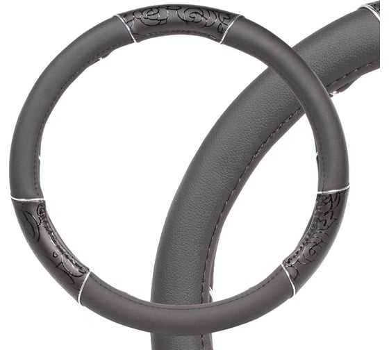 Изображение товара Оплетка на руль Airline искусственная кожа, женская модель, черная/принт, 38 см/M AWC-CM-06M