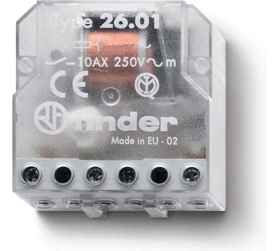 Изображение товара Импульсное реле Finder, установка в монтажную коробку, 1НО контакт 10А 24В AC, 260180240000