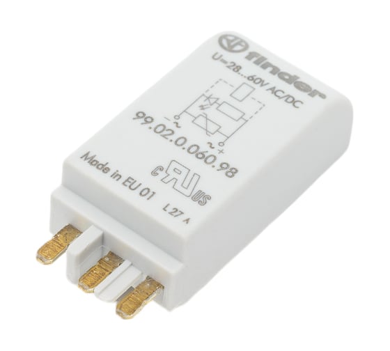 Изображение товара Зелёный светодиод + варистор Finder /= 28-60В AC/DC, 9902006098