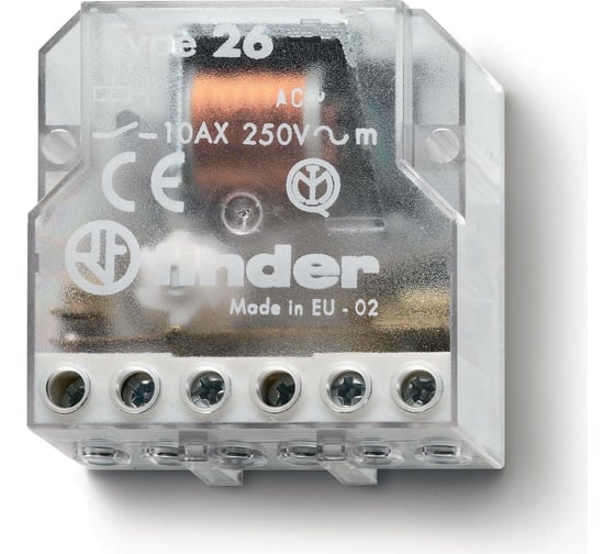Изображение товара Импульсное реле Finder установка в монт. коробку, 4 шага, 2но конт. 10а, 230в Ac, 260482300000