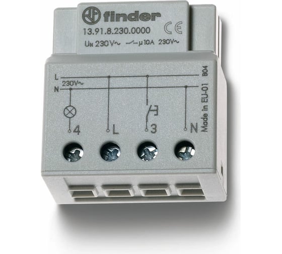 Изображение товара Электронное импульсное реле Finder; 1но конт. 10а ; 230в Ac; установка в монт. короб, 139182300000