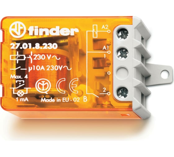 Изображение товара Шаговое реле Finder, установка на панель, 1НО контакт 10А 230В AC, 270182300000