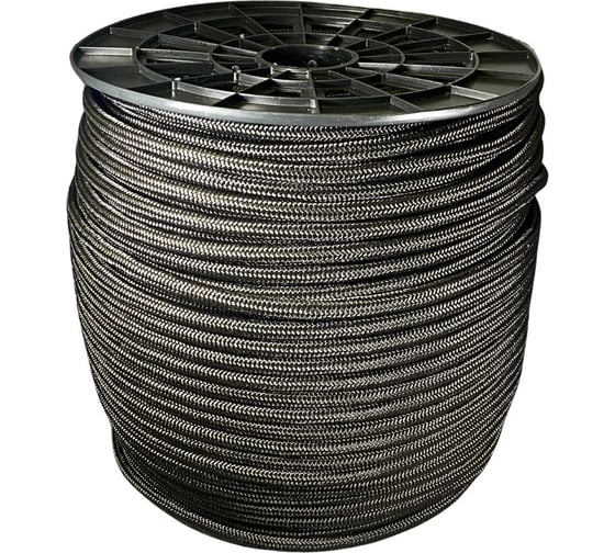 Изображение товара Шнур плетеный полипропиленовый ООО Оптхозторг 12 мм, 200 м, черный, 1121200