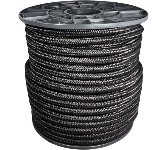Изображение товара Шнур плетеный полипропиленовый ООО Оптхозторг 14 мм, 50 м, черный, 114150