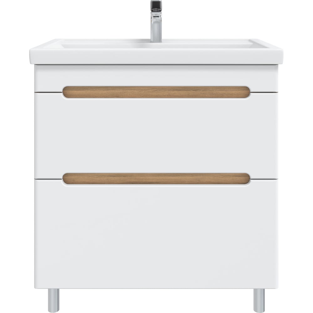 Изображение товара Тумба с раковиной RUVANN AQVI 70 + Фостер 70 в ванную напольная Дуб вотан, белый Т.AQVI-WV.П-70НР-KIT-FOS