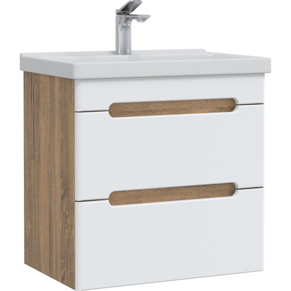 Изображение товара Тумба с раковиной RUVANN AQVI 60 и комплект Фест 60 в ванную белый Графит софт