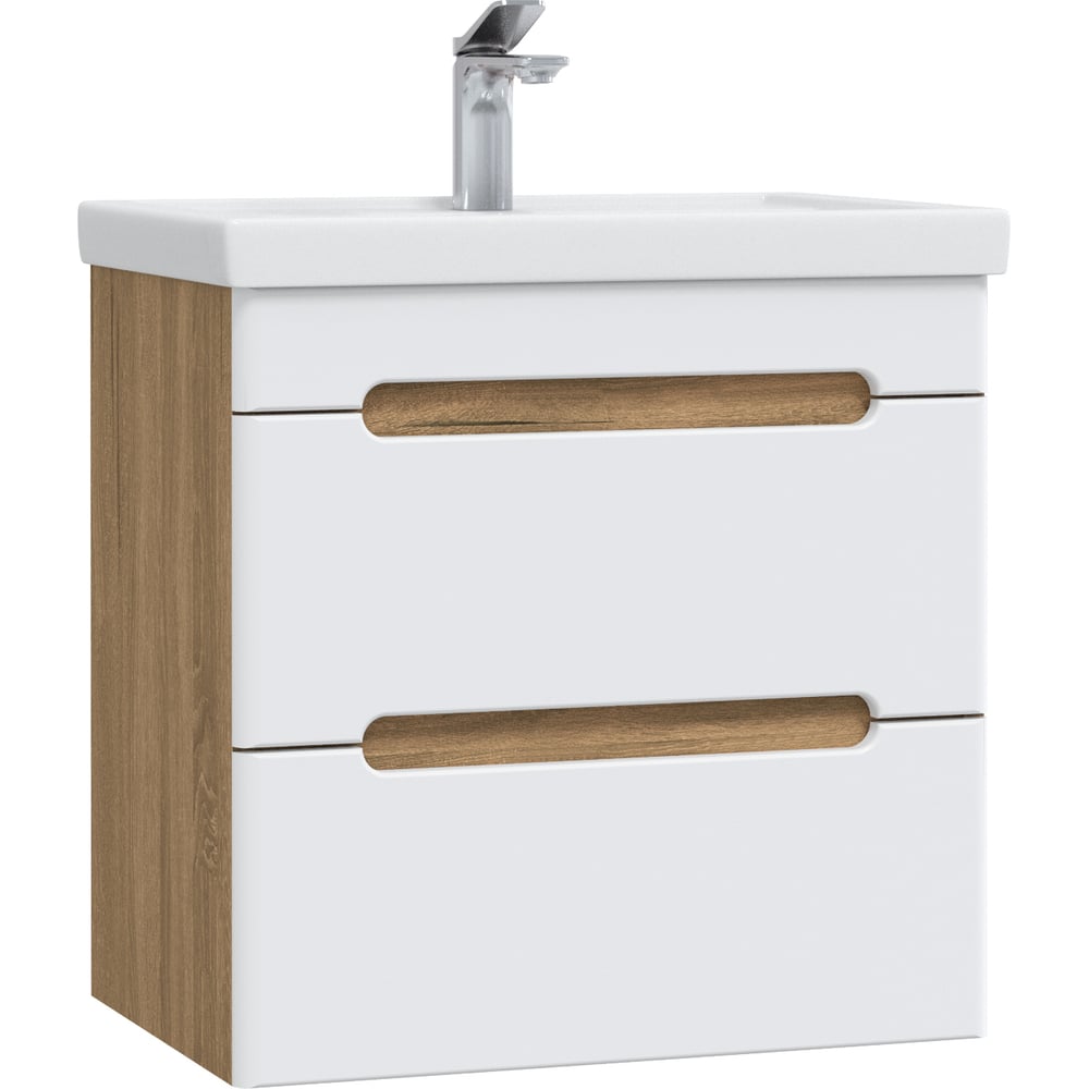 Изображение товара Тумба с раковиной RUVANN AQVI 60 и зеркало в ванную белая Графит софт