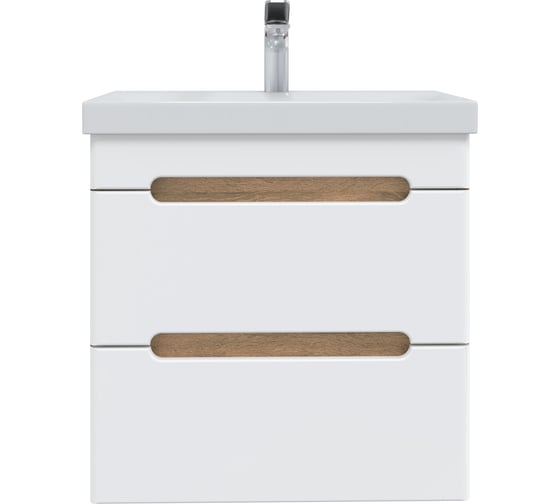 Изображение товара Тумба с раковиной RUVANN AQVI 50 + Moduo 50 в ванную подвесная Дуб вотан, белый Т.AQVI-WV.П-50ПС-KIT-MOD