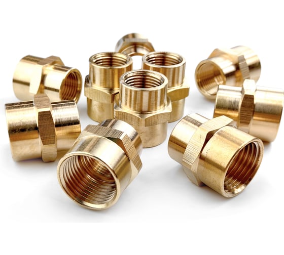 Изображение товара Муфта Профитт латунная переходная пневмо 1/2" ВР х 3/8" ВР, 10 шт  9276027