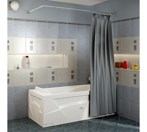 Изображение товара Карниз для шторы Радомир Г-образный, на прямоугольную ванну 160x70 (хром) 1-12-2-0-0-979