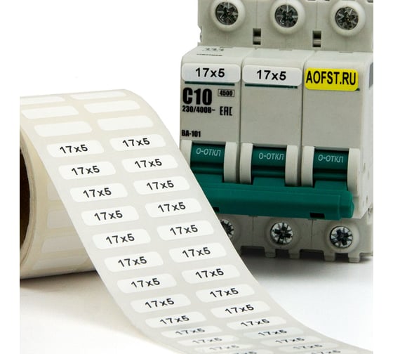 Изображение товара Этикетка Формат СТ 17x5мм, ВИНИЛ БЕЛЫЙ, 2шт./ряд, 3тыс.шт./упак., упак ФСТ-175-2-3-D40-VWH