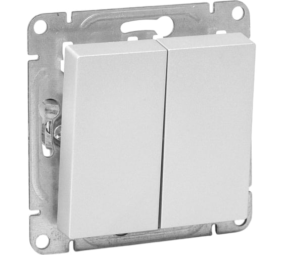 Изображение товара Механизм выключателя EKF Эпика двухклавишный, проходной, алюминий UP1-SWA-21