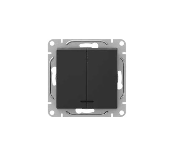 Изображение товара Механизм выключателя EKF Эпика двухклавишный, с подсветкой, чёрный UP1-SWB-24