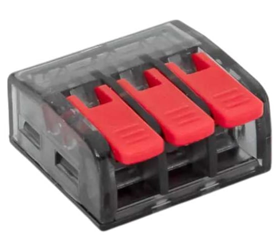 Изображение товара Строительно-монтажная клемма EKF PROxima СМК 221-613 с рычагом 3 отверстия 0.5-4.0(6) мм2 plc-smk-221-613