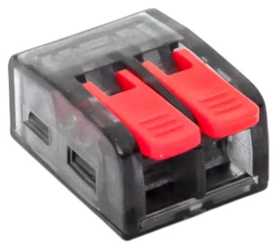 Изображение товара Строительно-монтажная клемма EKF PROxima СМК 221-612 с рычагом 2 отверстия 0.5-4.0(6) мм2 plc-smk-221-612