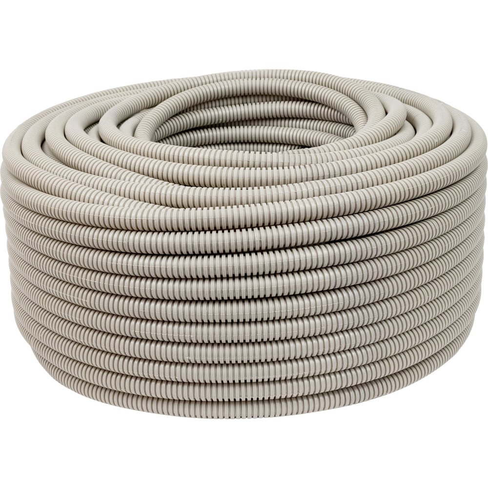 Изображение товара Гофрированная труба ПВХ тяжелая с зондом D20 100м Gigant серого цвета