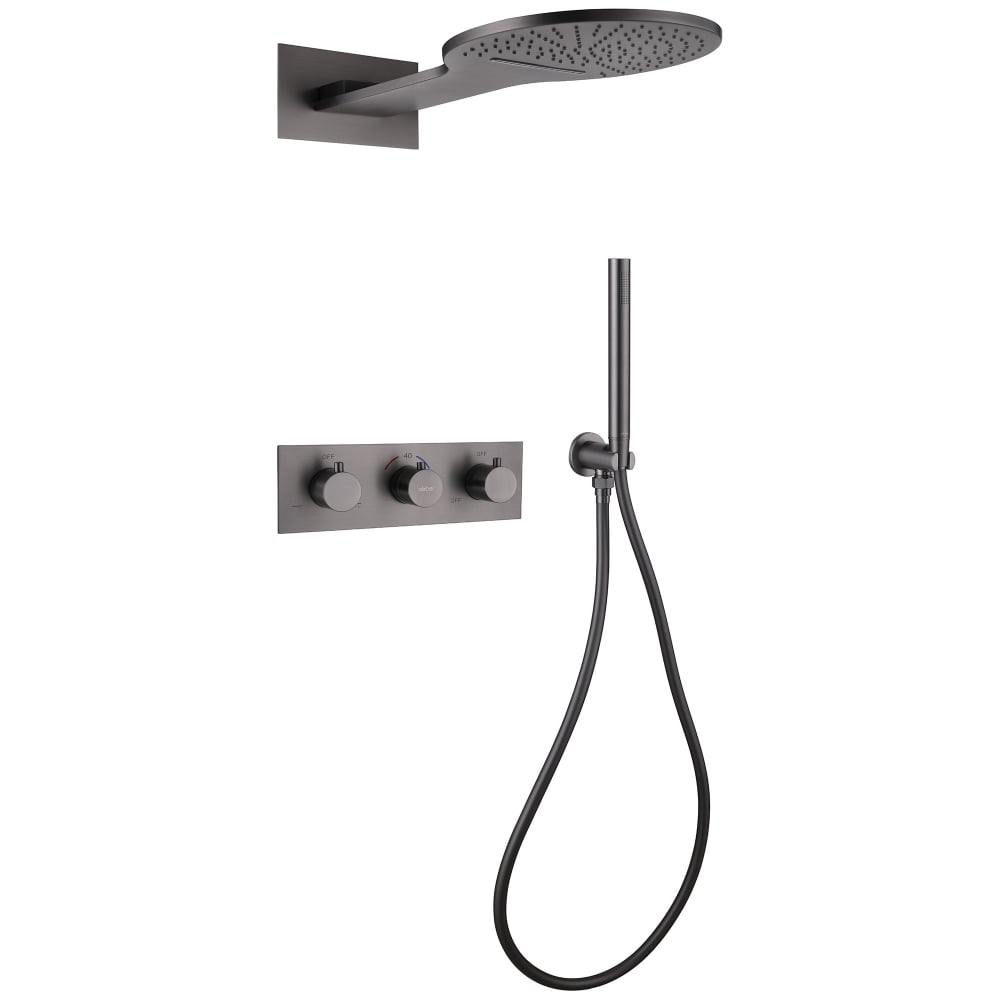 Изображение товара Душевая система ABBER Wasser Kreis скрытая монтаж без излива термостат никель AF8151NG