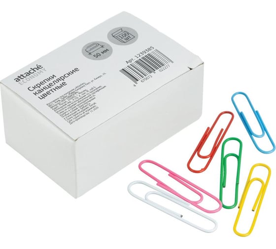 Изображение товара Полимерные негофрированные скрепки Attache Economy 50 мм, 100 шт 1239385
