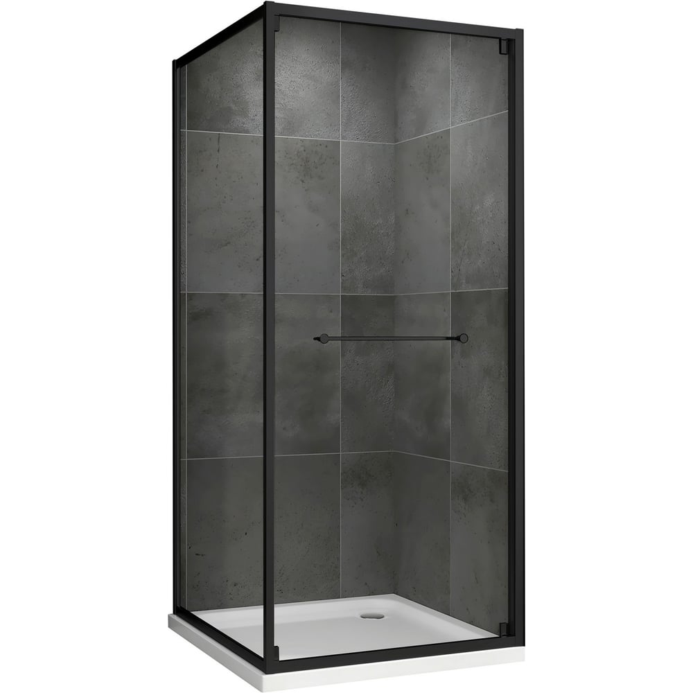 Изображение товара Душевой уголок ABBER Schwarzer Diamant AG0A100B квадратный с раздвижными шторками черный