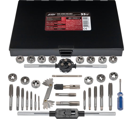 Изображение товара Набор метчиков и плашек JBC 33 предмета (метрич+дюйм) JBC-M033-3(64875)