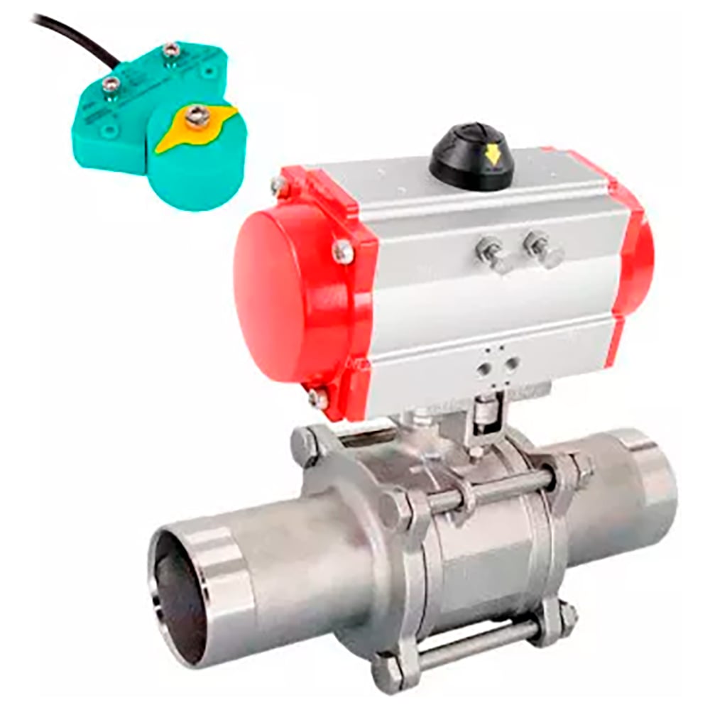 Изображение товара Кран шаровой DN40 40 бар 180°C длинный с пневмоприводом, ISO-H LONG