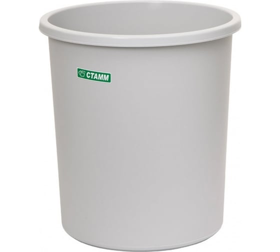 Изображение товара Корзина для бумаг Стамм 18 л, цельная, серая КР42