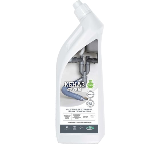 Изображение товара Чистящее средство от засоров КЕНАЗ чистка труб, для прочистки труб от волос, 0.8 л 809752