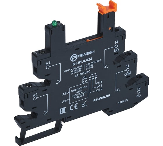 Изображение товара Розетка для реле с винтовыми зажимами Релеон, 6А; /= 12-24В AC/DC; S1010024