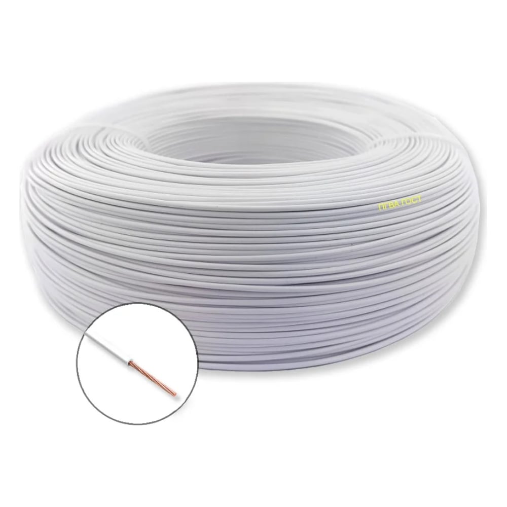 Изображение товара Автомобильный провод БУРЕВЕСТНИК ПГВА 1x1.5 мм2 20 м белый надежный кабель