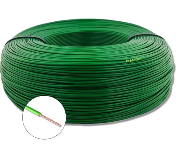 Изображение товара Провод автомобильный БУРЕВЕСТНИК ПГВА 1x1.5 мм2, зеленый, 50м BOZ480636L50