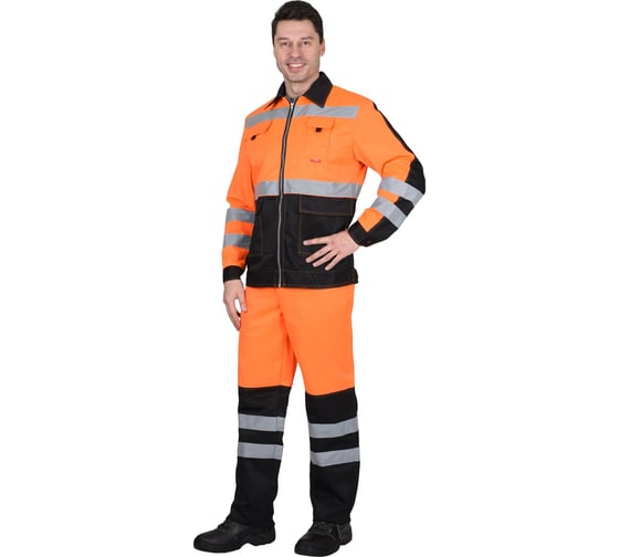 Изображение товара Костюм СИРИУС "Магистраль-Люкс" куртка, брюки, оранжевый с чёрным и СОП р.104-108/170-176 (ЧЗ) 86131