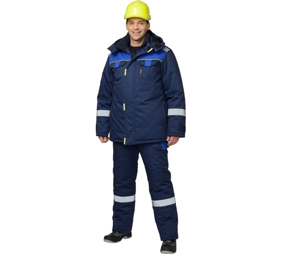 Изображение товара Костюм зимний СИРИУС "Бостон" куртка длинная,  п/к темно-синий/васильковый/черныйр. 120-124/182-188 (ЧЗ) 58808