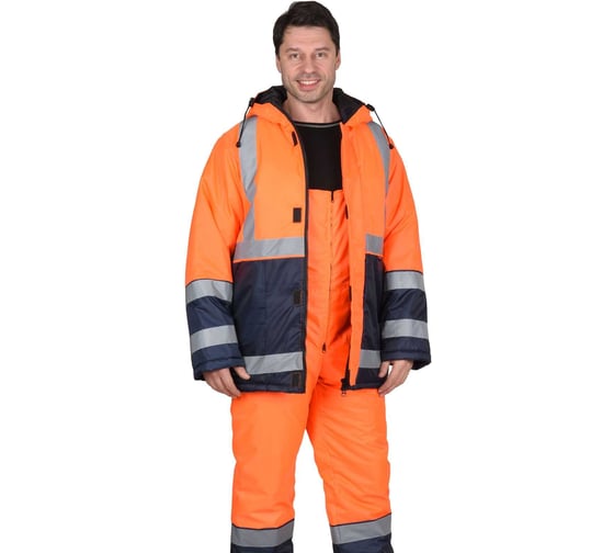 Изображение товара Костюм СИРИУС "МАГИСТРАЛЬ-3" куртка, п/к, синий с оранжевым и СОП 50мм тк.Оксфорд р. 96-100/170-176 (ЧЗ) 107812