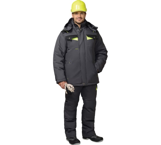 Изображение товара Костюм зимний СИРИУС "ХОВАРД" куртка длинная, п/к,темно-серый/черный/лимонный и СОП тк.Оксфорд р.120-124/170-176 (ЧЗ) 43815