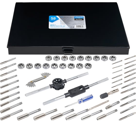 Изображение товара Набор метчиков и плашек Scheppach метрический 58 предметов Sch-M058-1(64896)