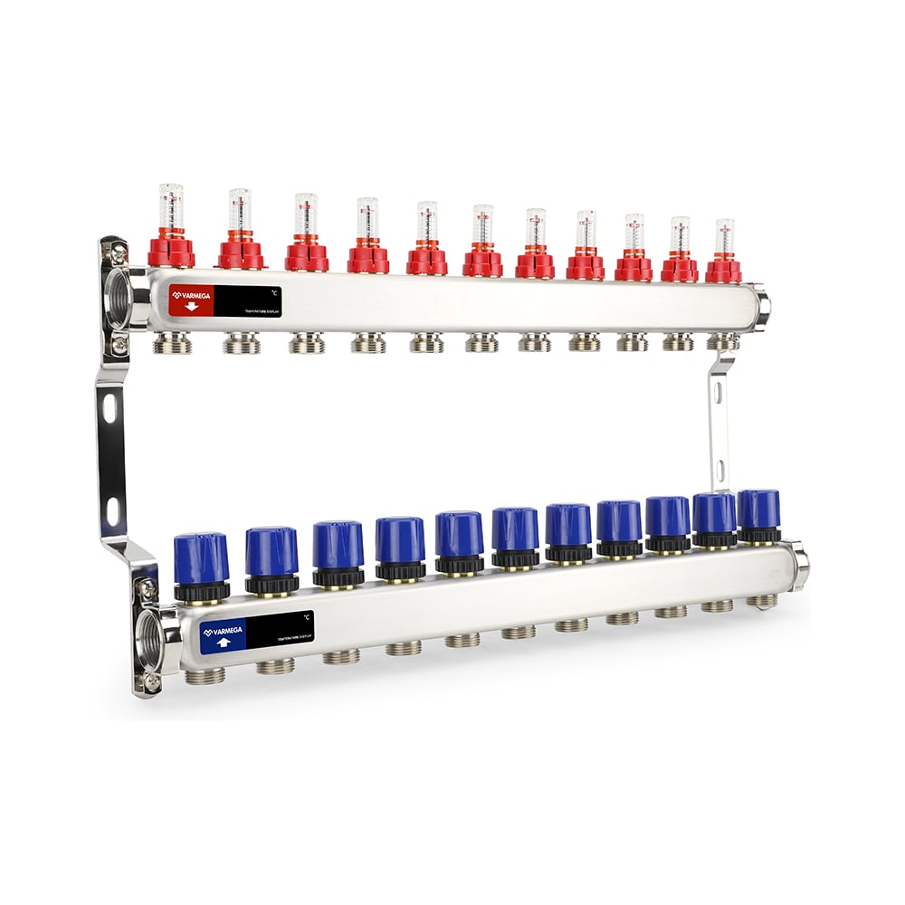 Изображение товара Коллектор с расходомерами и регулирующими клапанами Varmega 1 дюйм 11 контуров