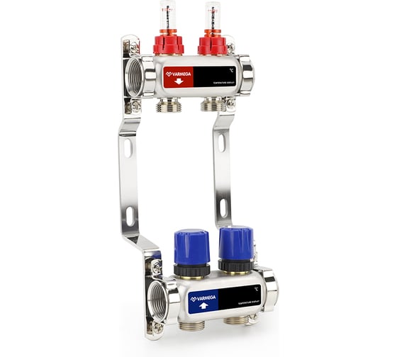 Изображение товара Коллектор с расходомерами и регулирующими клапанами Varmega из нержавеющей стали, 1", 2x3/4 ЕК VM15102