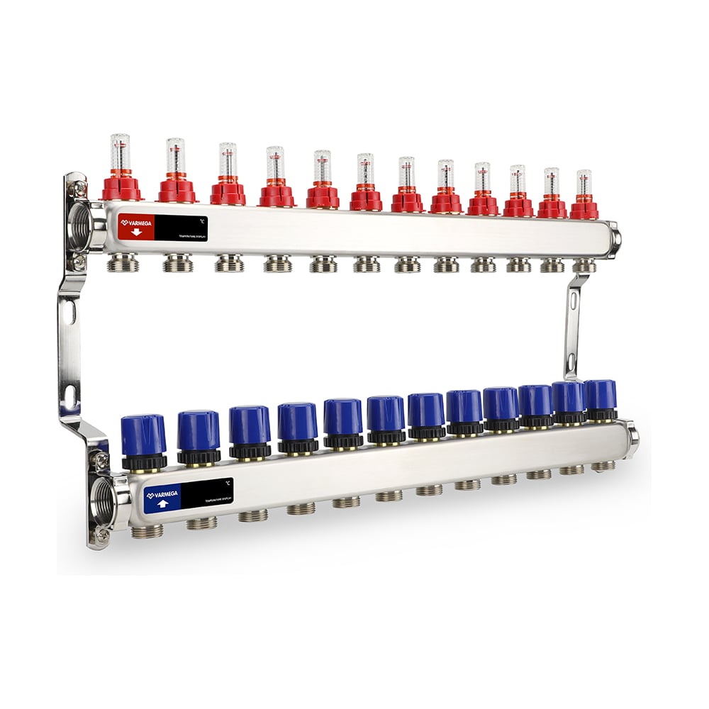 Изображение товара Коллектор с расходомерами и регулирующими клапанами из нержавеющей стали 12 контуров VM15112