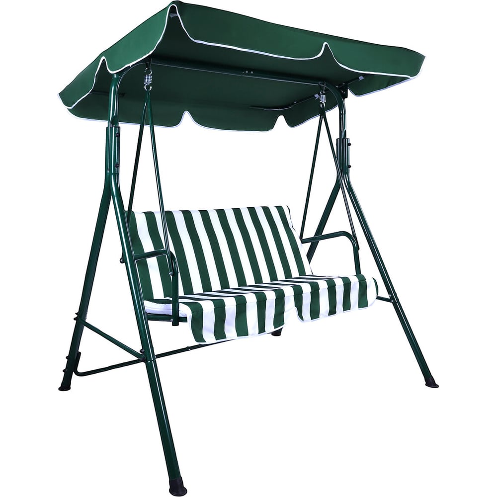 Качели садовые DASWERK RELAX SC-001, 2 места, Ш140хГ110хВ153, мягкое сиденье, зеленый/белый, 680050