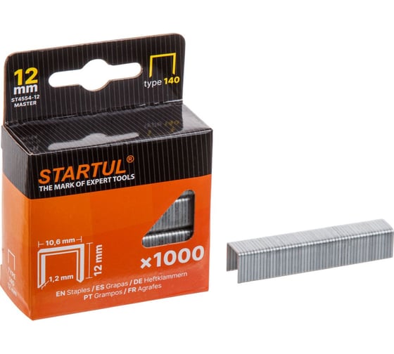 Изображение товара Скобы STARTUL 12мм тип 140 (1000шт) MASTER ST4554-12