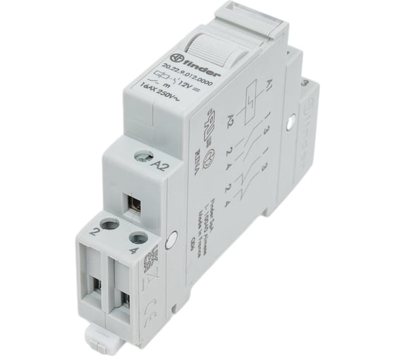 Изображение товара Модульное импульсное реле Finder, 2НО контакта 16А = 12В DC, 202290120000