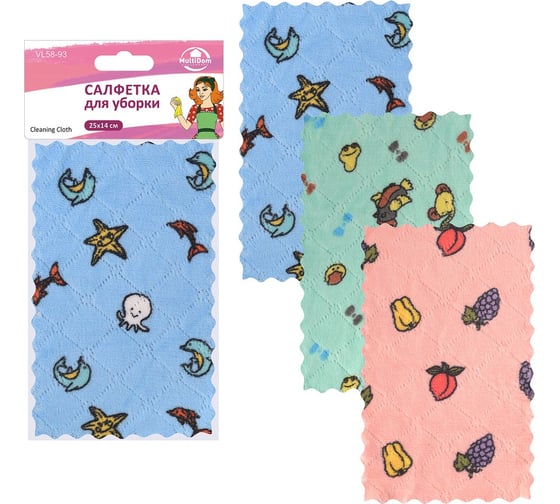 Изображение товара Салфетка для уборки МУЛЬТИДОМ, размер 25х14 см, 3 цв. NEW VL58-93