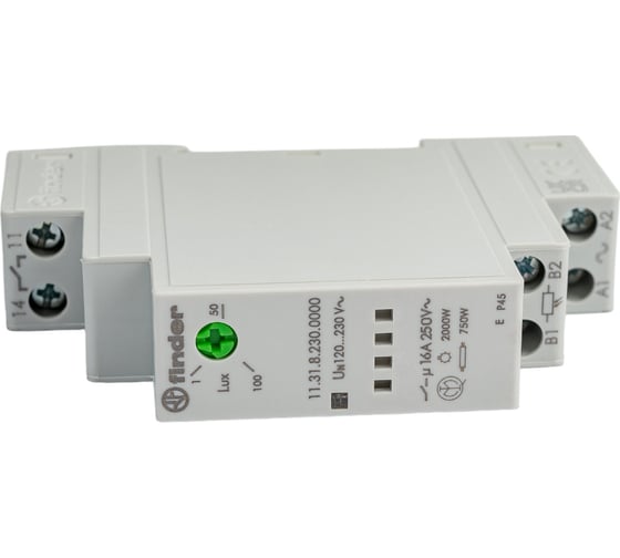 Изображение товара Фотореле модульное Finder с фотоэлементом 011. 02 монтаж на рейку 35мм, 1NO 16A, питание 230В АC, настройка чувствит. 1-100люкс, 113182300000