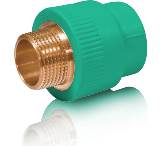 Изображение товара Комбинированная муфта с наружной резьбой Blue Ocean 32x1, полипропиленовая, зеленая PPRF/EA(G)-32х1"